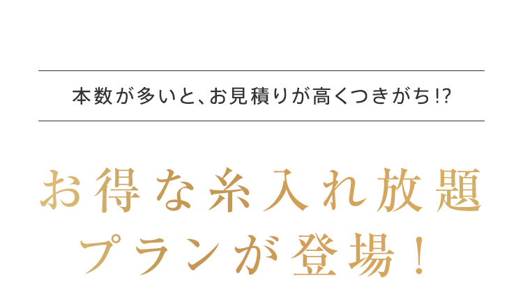 本数が多いと、お見積りが高くつきがち!?お得な糸入れ放題プランが登場!