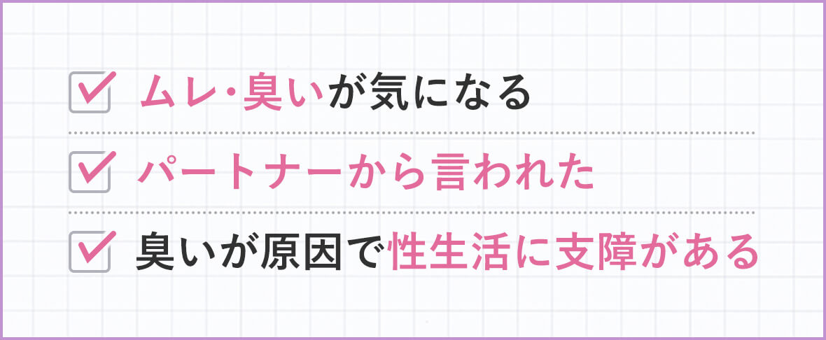 ムレ･臭いが気になる パートナーから言われた 臭いが原因で性生活に支障がある