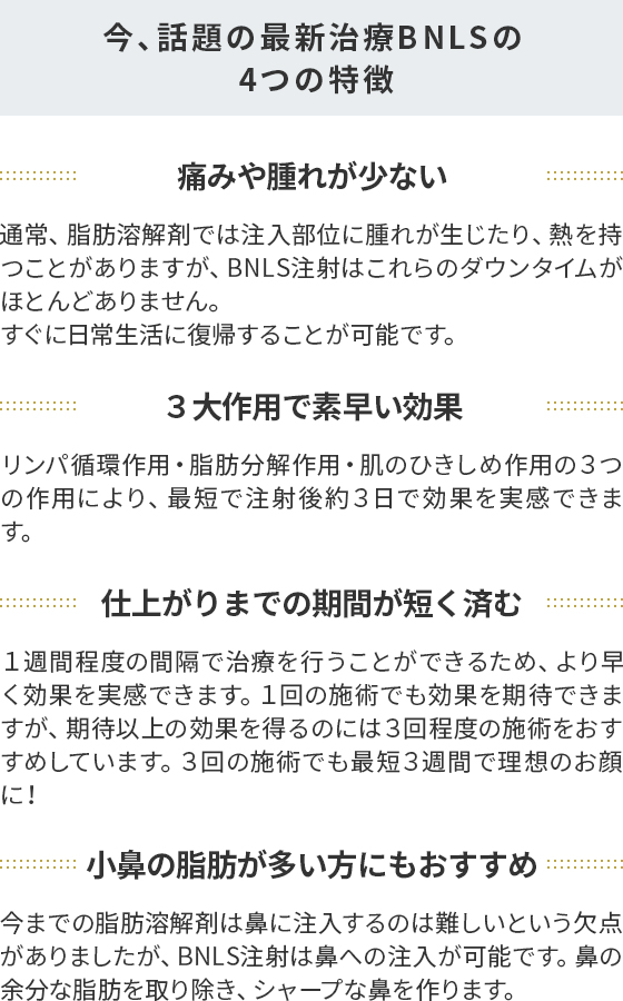 Bnls注射 腫れにくい脂肪溶解注射 美容整形は東京美容外科